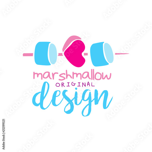 Marshmallow original logo design, label for confectionery, candy shop, restaurant, bar, cafe, menu, sweet store vector Illustration on a white background