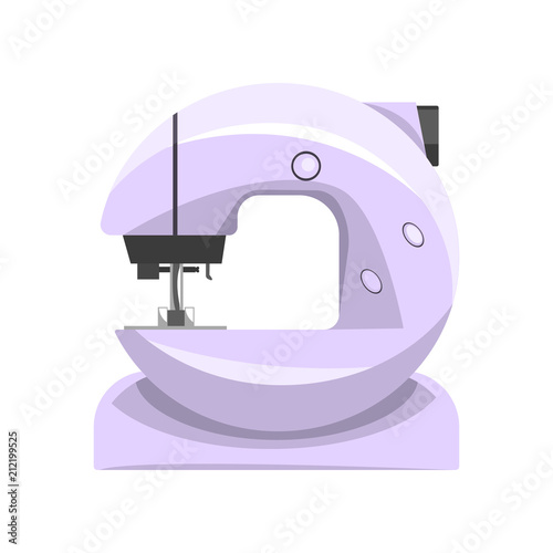 Electronic sewing machine, modern equipment of dressmaker vector Illustration on a white background