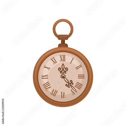 Colden vintage pocket watch vector Illustration on a white background