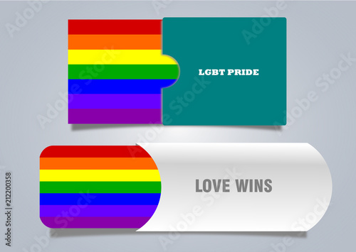 Lgbt pride sing and Rainbow flower with love win card.Illustration vector.