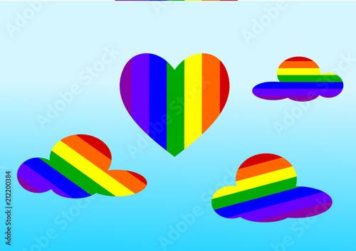 Lgbt pride sing and Rainbow on heart sign.Illustration vector.