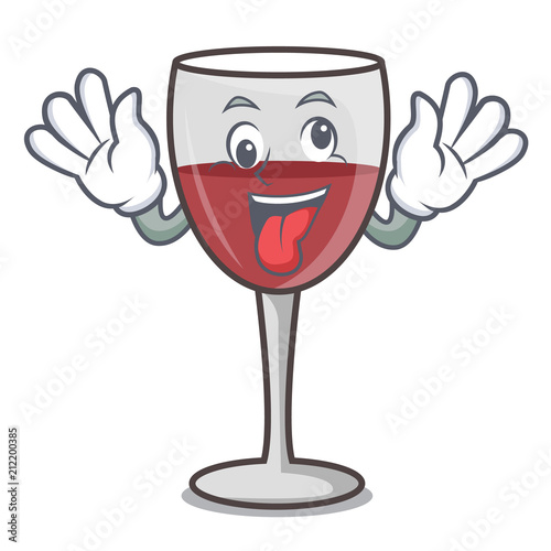 Crazy wine mascot cartoon style