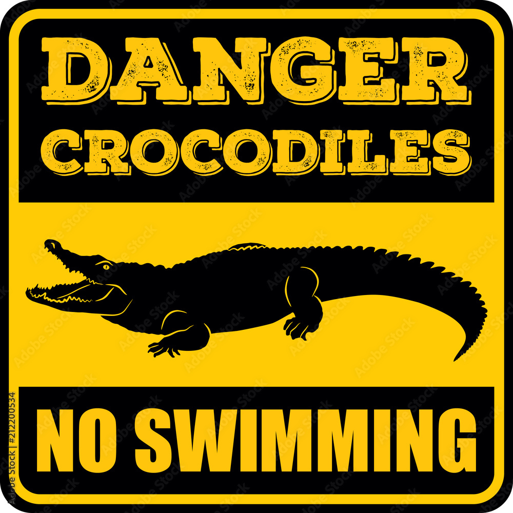 Naklejka premium Niebezpieczeństwo krokodyli bez znaku pływania