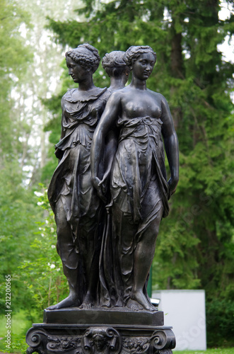 LOMONOSOV  ST. PETERSBURG  RUSSIA - August  2017  Oranienbaum Palace and Park Ensemble. Sculpture in the park