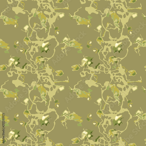 Military camouflage seamless pattern in different shades of green color