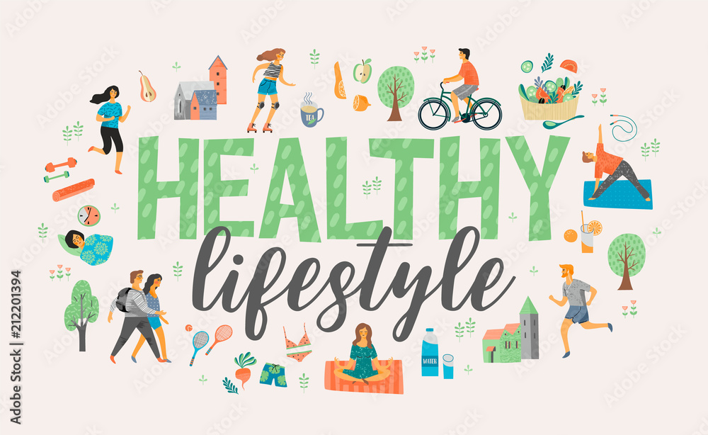 Healthy lifestyle. Vector illustration.