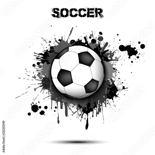  soccer ball on the background of the blots of paint