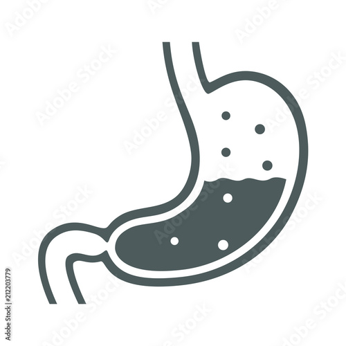 Stomach icon. Stomach gas, gastric acid. Isolated medical symbol on white background. Vector illustration