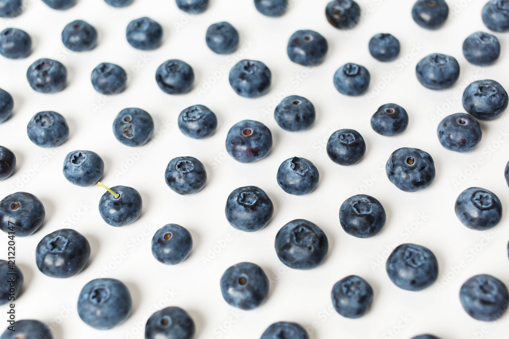  Background of large blueberries on white background, blueberry isolated