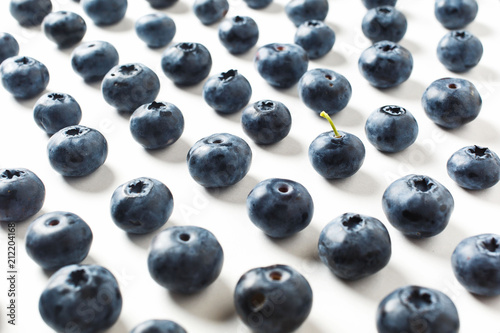  Background of large blueberries on white background, blueberry isolated