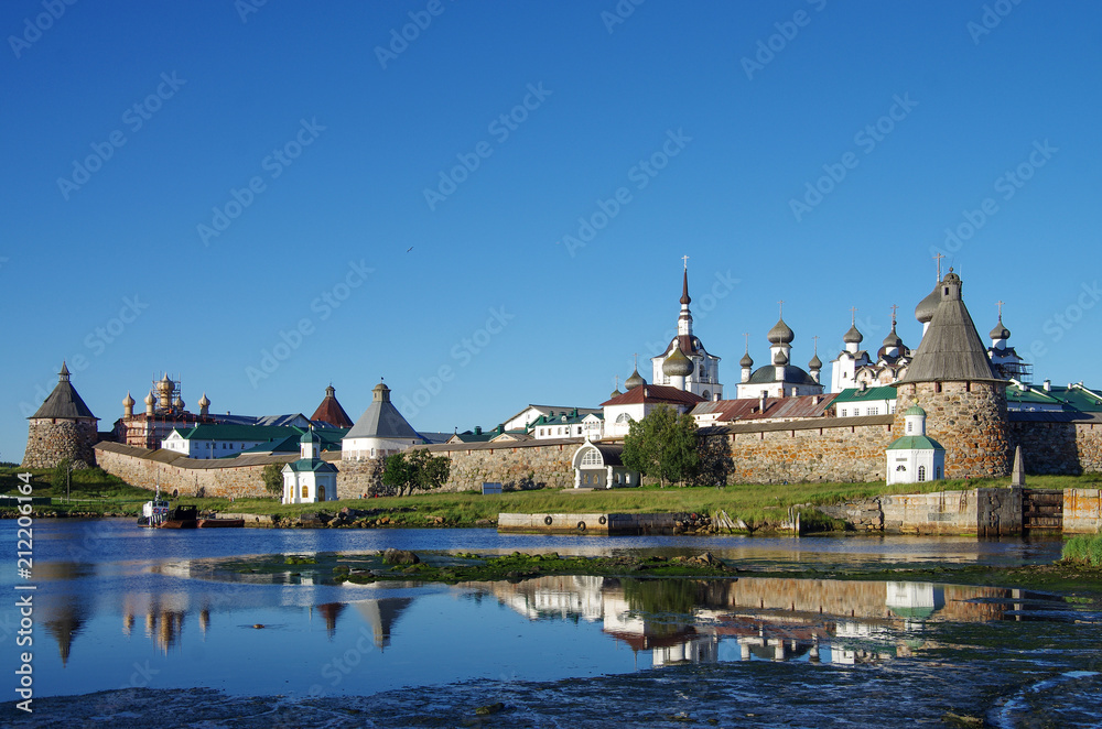 SOLOVKI, REPUBLIC OF KARELIA, RUSSIA - August, 2017: Solovki Monastery in summer