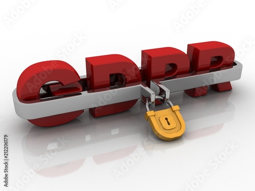 Fotografi 3d rendering GDPR lock