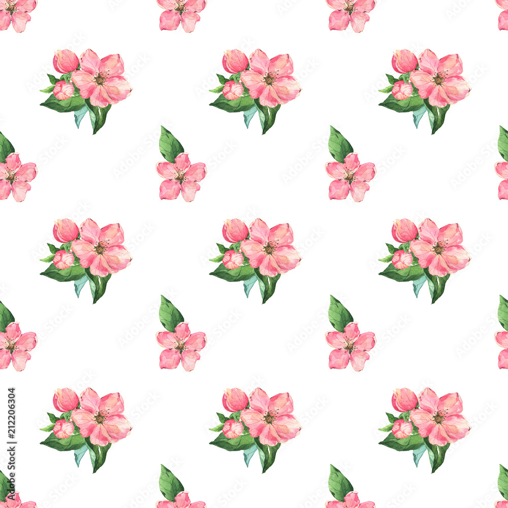 Watercolor flowers seamless pattern on a white background Watercolor flowers seamless pattern on a white background