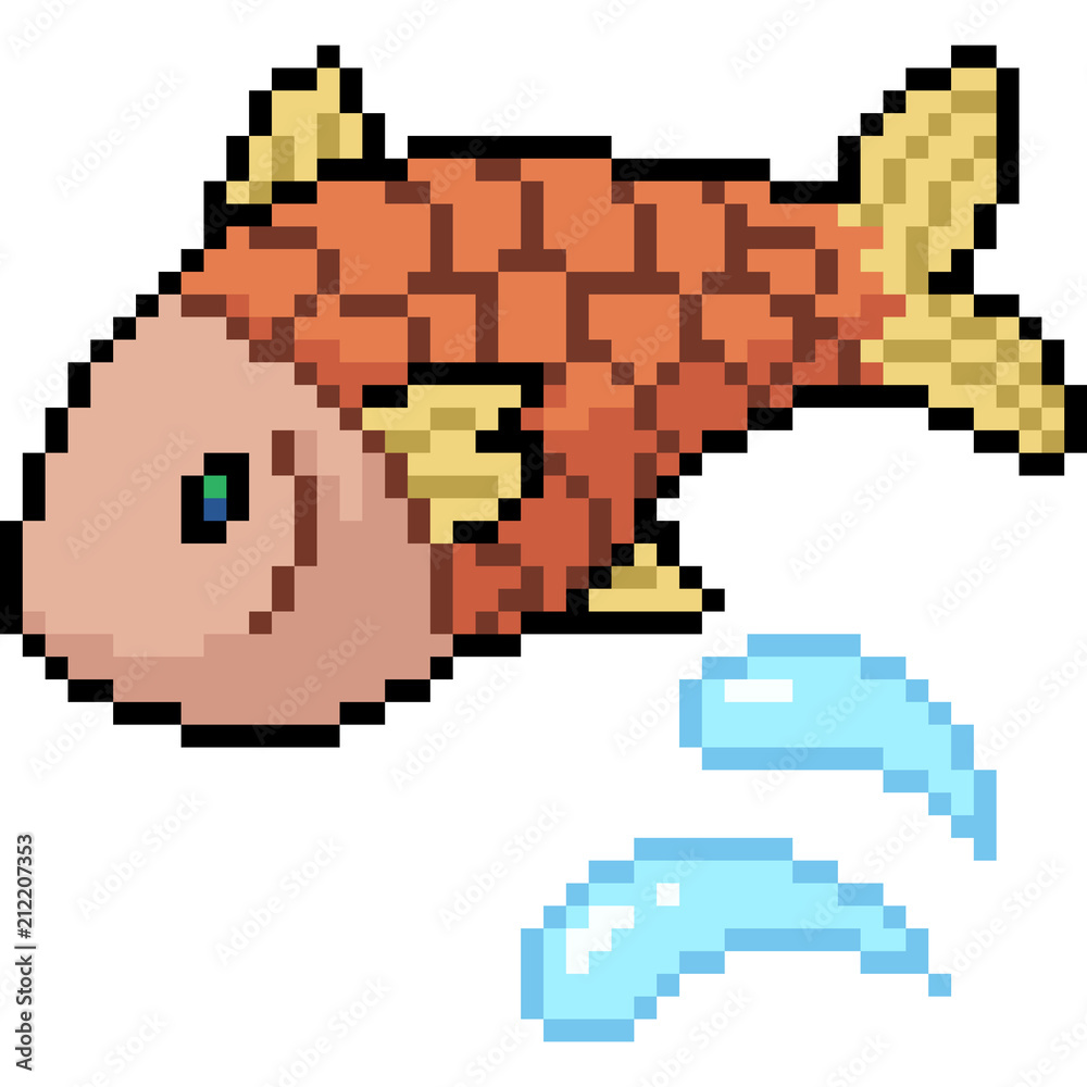 vector pixel art fish