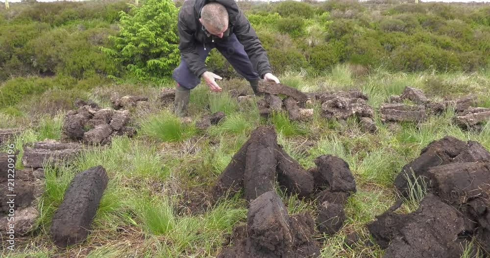 Peatland, bogland, Peat, drainage, coal, County Mayo. Turf