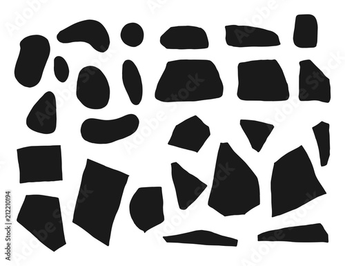 stones and cobblestones set silhouettes vector. isolated