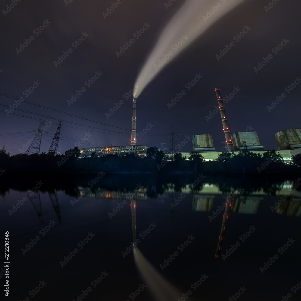 thermal power plant / night landscape energy Ukraine