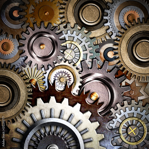 3D metallic gears background