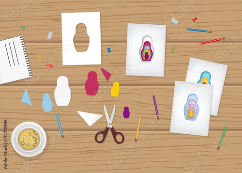 Necting doll made by the method of cut paper