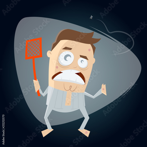 annoyed man hunting mosquito