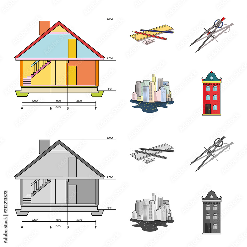 Drawing accessories, metropolis, house model. Architecture set collection icons in cartoon,monochrome style vector symbol stock illustration web. Stock Vector | Adobe Stock Drawing accessories, metropolis, house model. Architecture set collection icons in cartoon,monochrome style vector symbol stock illustration web. Stock Vector | Adobe Stock