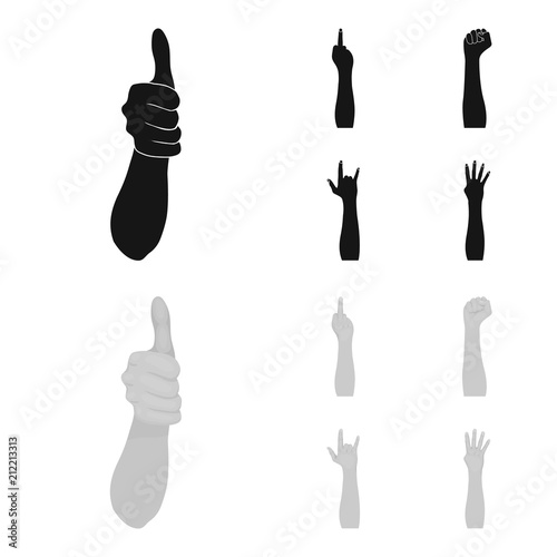 Sign Language black,monochrome icons in set collection for design.Emotional part of communication vector symbol stock web illustration.