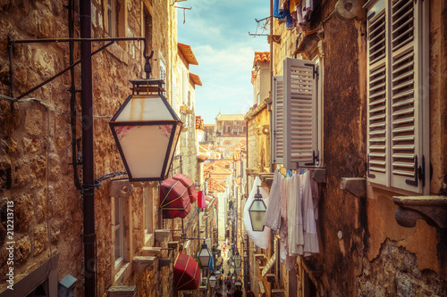 Famous narrow alley of Dubrovnik old town, Croatia © Summit Art Creations