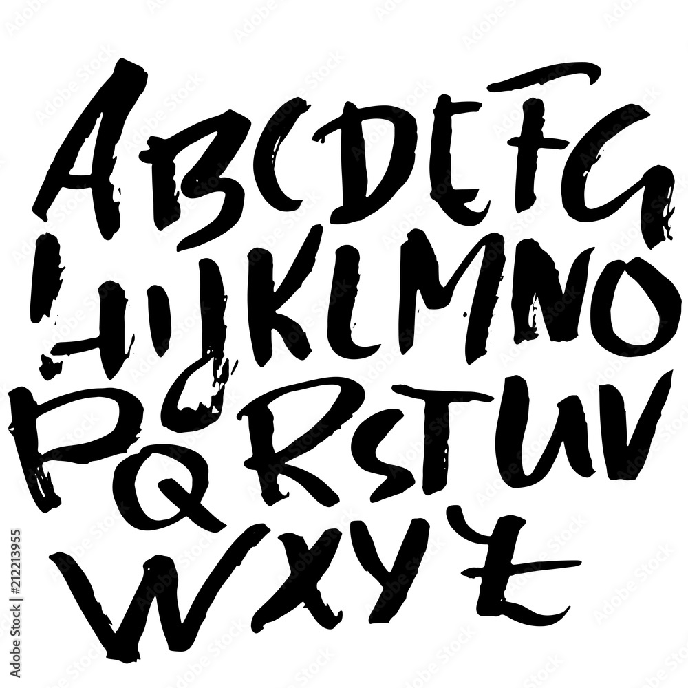 Hand drawn dry brush lettering. Grunge style alphabet. Handwritten font. Vector illustration. Hand drawn dry brush lettering. Grunge style alphabet. Handwritten font. Vector illustration.