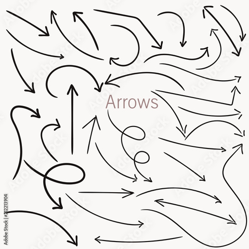 Set of vector hand drawn arrows for design