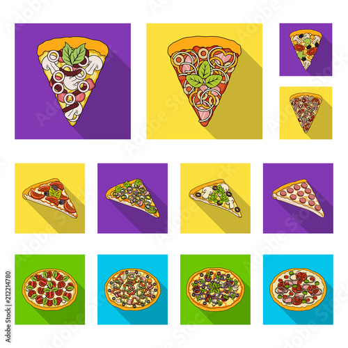 Different pizza flat icons in set collection for design.Pizza food vector symbol stock web illustration.