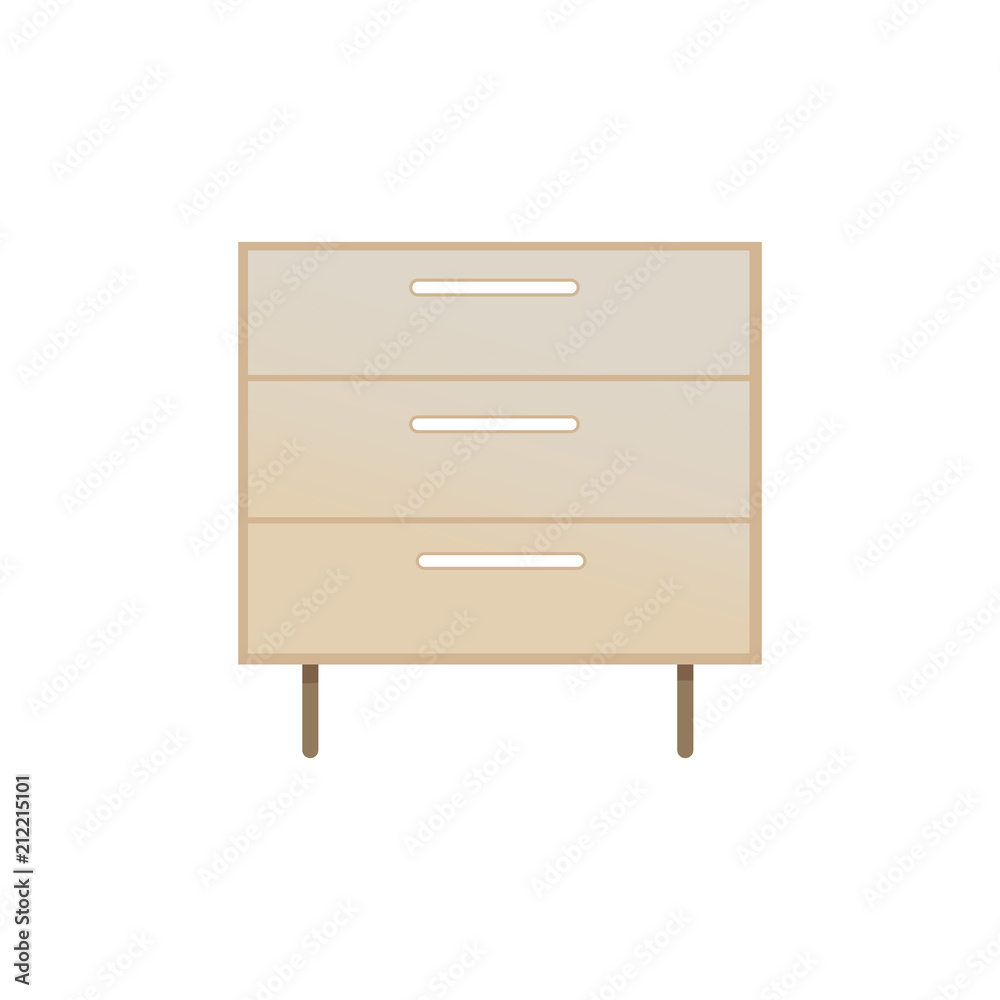 Chest of Drawers Closeup, Vector Illustration Chest of Drawers Closeup, Vector Illustration