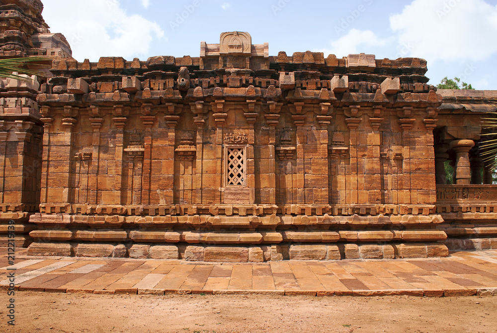 Devakoshthas and a window on the south wall. Jain temple, Jinalaya, known as Jaina Narayana, Pattadakal, Karnataka. South view.