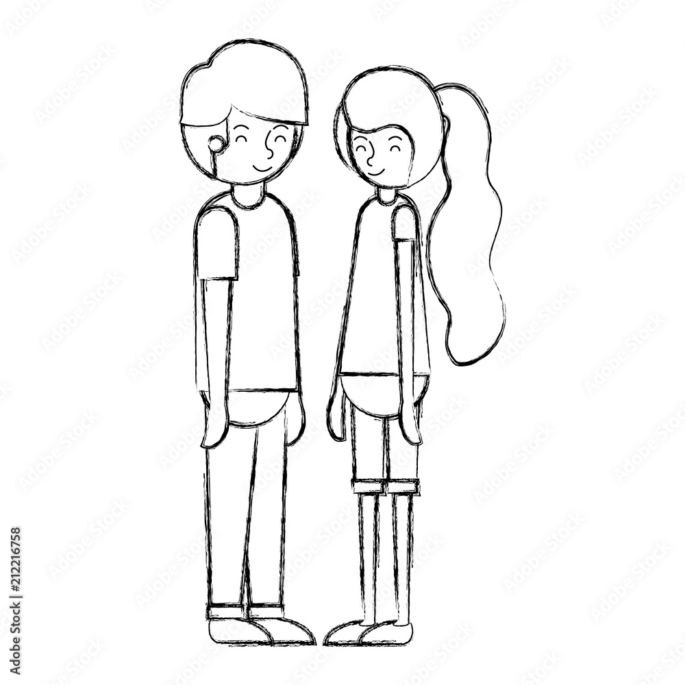 young couple avatars characters vector illustration design young couple avatars characters vector illustration design