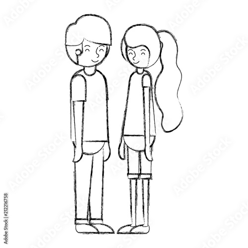 Wallpaper Mural young couple avatars characters vector illustration design Torontodigital.ca
