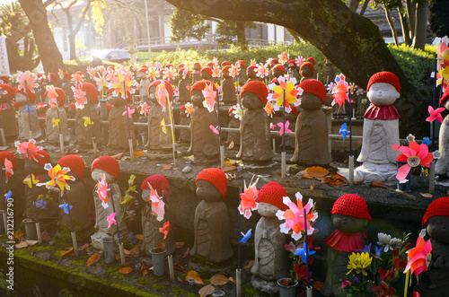 Jizo-Statues at a cemetery of Zojoji Temple, Minato-ku, Tokyo.