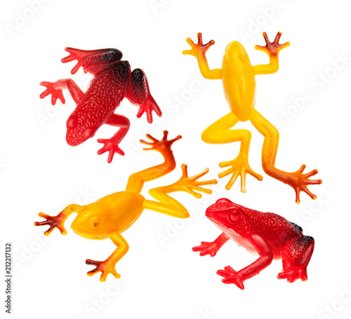 Toy frog on white isolated background
