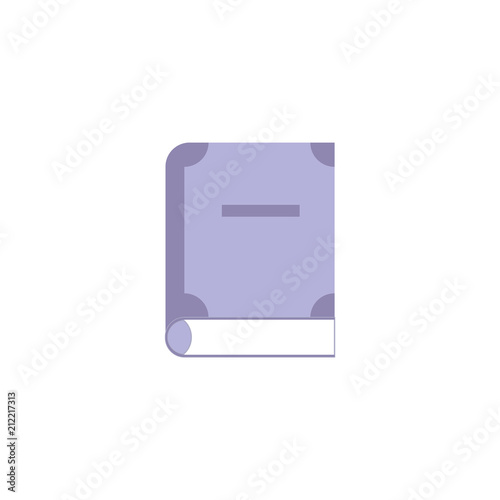 Close paper book with hardcover flat icon for back to school or literary leisure concept isolated on white background. Reading literature element for education process, vector illustration.