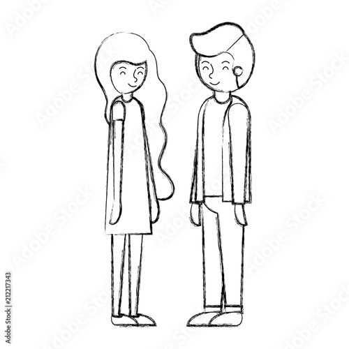 Wallpaper Mural young couple avatars characters vector illustration design Torontodigital.ca
