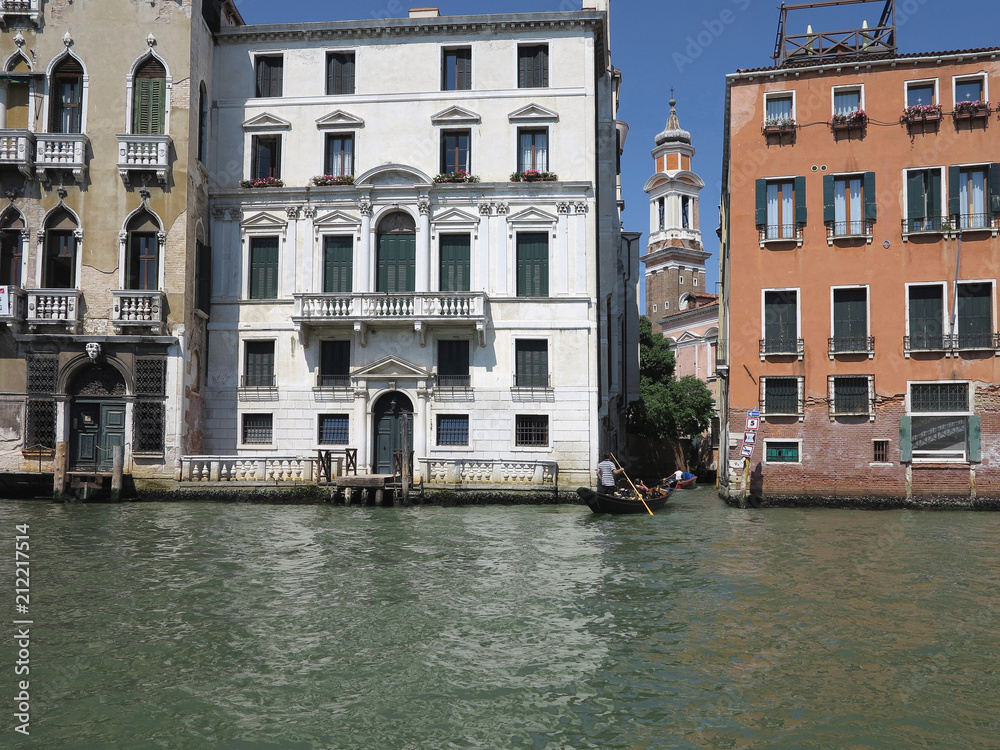 20.06.2017, Venice, Italy: View of historic buildings and canals from gondola