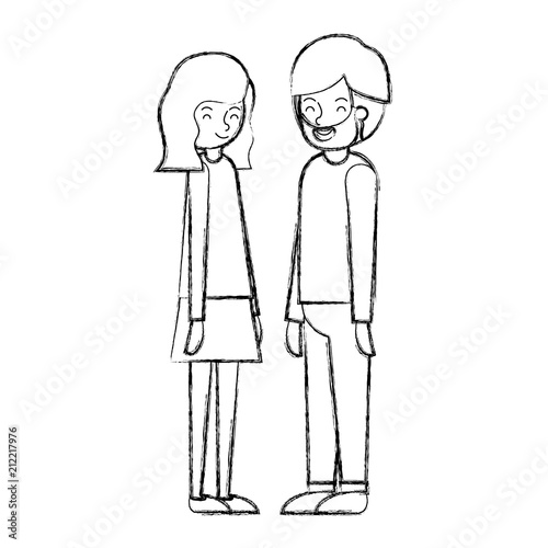 Wallpaper Mural young couple avatars characters vector illustration design Torontodigital.ca