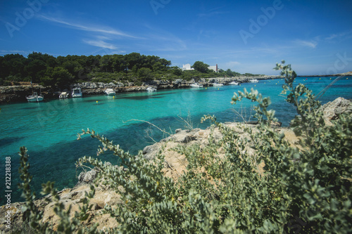 turquoise water in Spanish Menorca like in Caribbean, clear and perfect for swimming and bathing