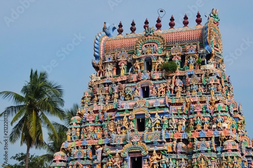 Architecture of Kasi Viswanathar Temple in Kumbakonam, India.