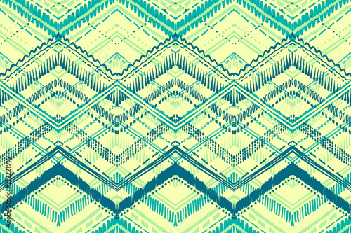 Abstract Ikat and boho style handcraft fabric pattern. Traditional Ethnic design for clothing and textile background, carpet or wallpaper