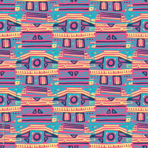 Abstract Ikat and boho style handcraft fabric pattern. Traditional Ethnic design for clothing and textile background, carpet or wallpaper