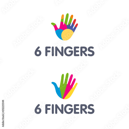 Vector logo Hand open hand 6 fingers color symbol symbol simple © artpaseka