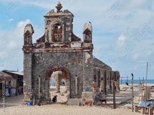 Ruins of the small village Dhanushkodi, Rameshwaram, India. photo