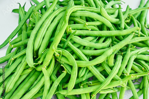 Asparagus bean. Green beans on white background