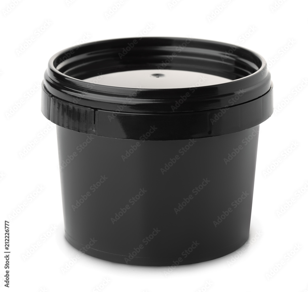 Black round plastic container Black round plastic container