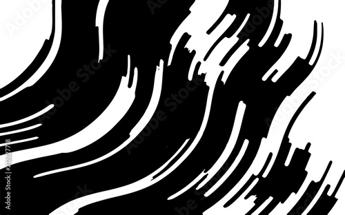 Black white background with optical effect. Curved lines. Minimal design. Zigzag, wavy pattern. Vector illustration Textured surface