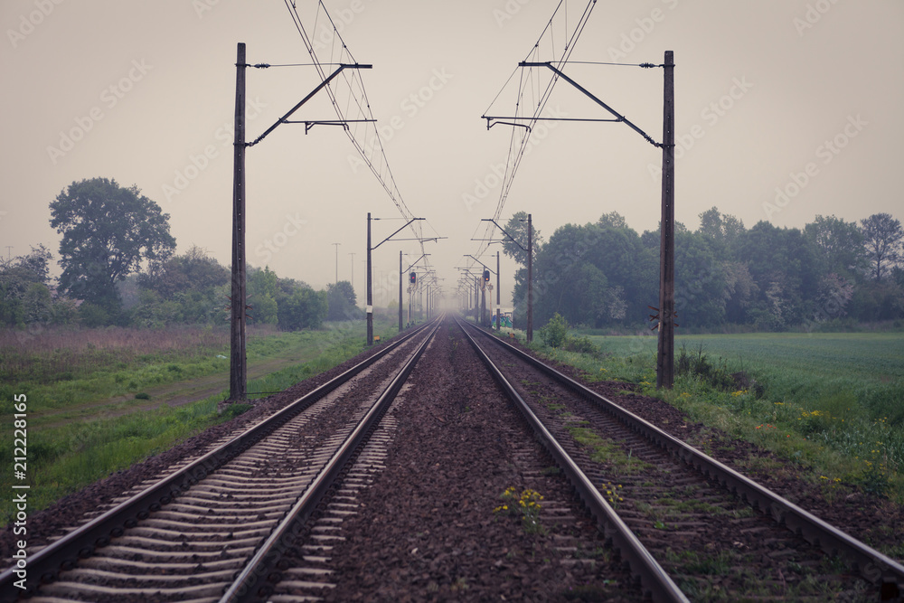 Diminishing perspective of empty railway tracks
